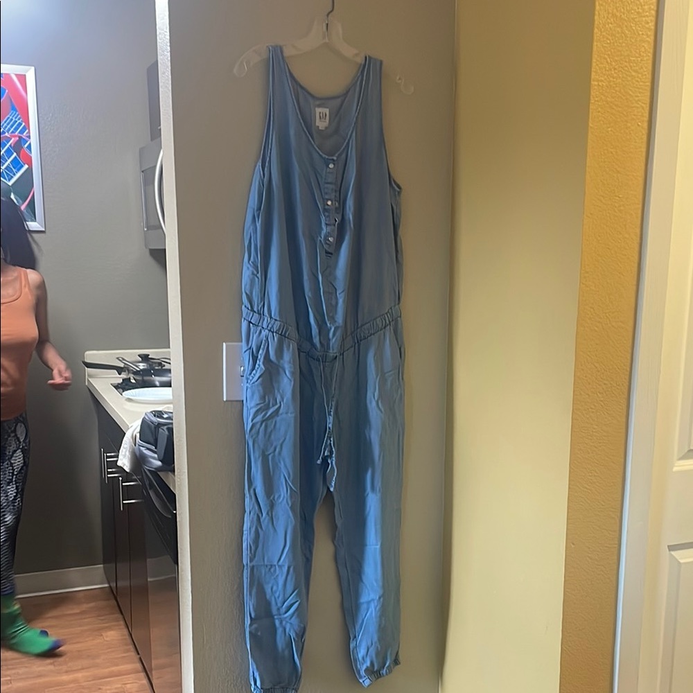 Blue Sleeveless Jumpsuit Maternity